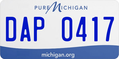 MI license plate DAP0417
