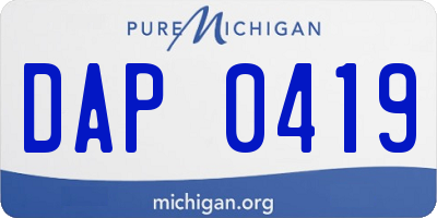 MI license plate DAP0419