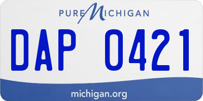 MI license plate DAP0421