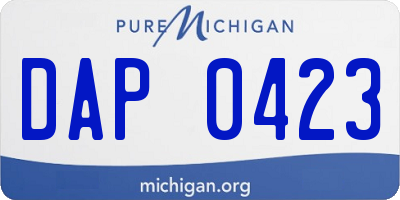 MI license plate DAP0423