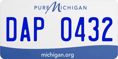 MI license plate DAP0432