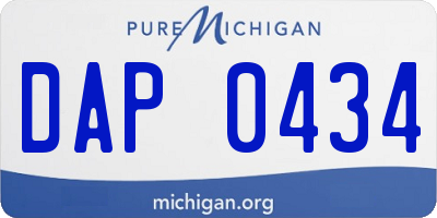 MI license plate DAP0434