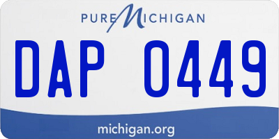 MI license plate DAP0449