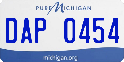 MI license plate DAP0454