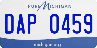 MI license plate DAP0459