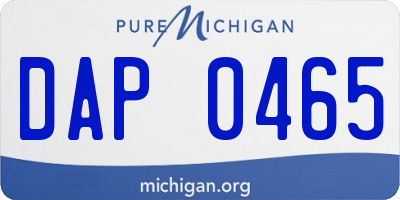 MI license plate DAP0465