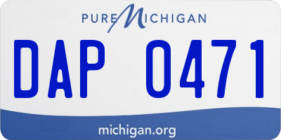 MI license plate DAP0471