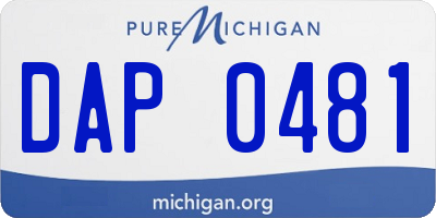 MI license plate DAP0481