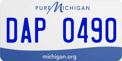 MI license plate DAP0490