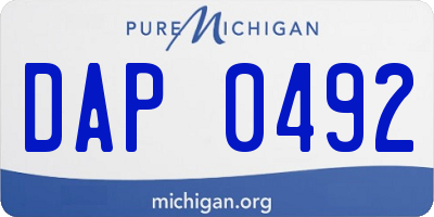 MI license plate DAP0492