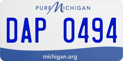 MI license plate DAP0494