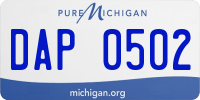 MI license plate DAP0502