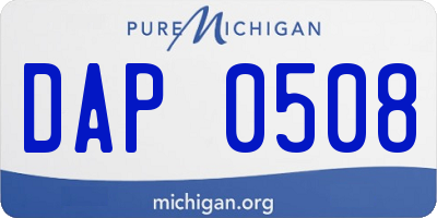 MI license plate DAP0508