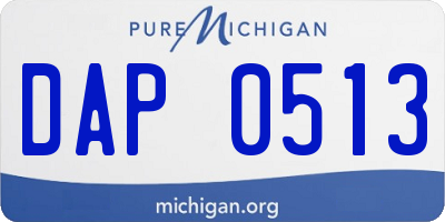 MI license plate DAP0513