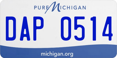 MI license plate DAP0514