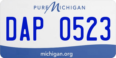 MI license plate DAP0523