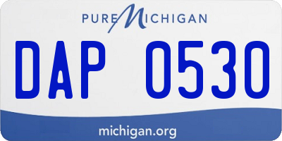 MI license plate DAP0530
