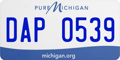 MI license plate DAP0539