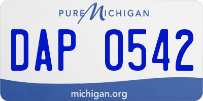 MI license plate DAP0542