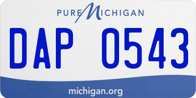 MI license plate DAP0543