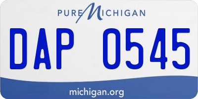 MI license plate DAP0545