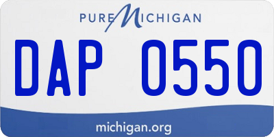 MI license plate DAP0550