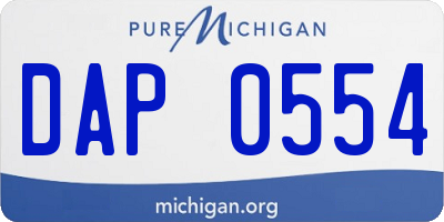 MI license plate DAP0554