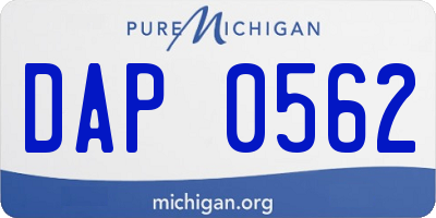 MI license plate DAP0562