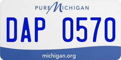 MI license plate DAP0570