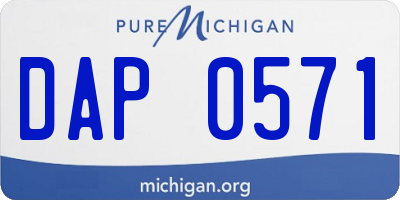 MI license plate DAP0571