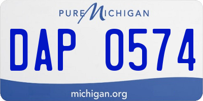 MI license plate DAP0574