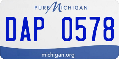 MI license plate DAP0578