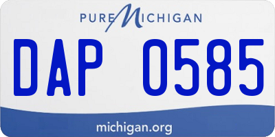 MI license plate DAP0585