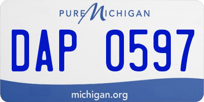 MI license plate DAP0597