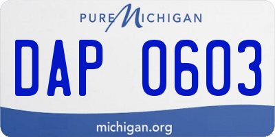 MI license plate DAP0603