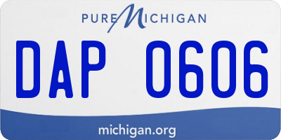 MI license plate DAP0606