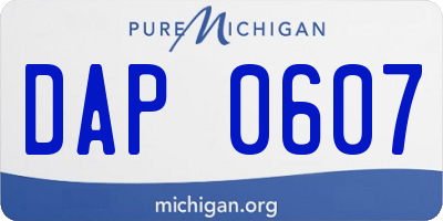 MI license plate DAP0607