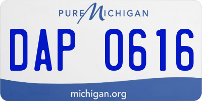 MI license plate DAP0616