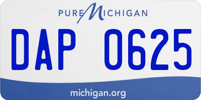 MI license plate DAP0625