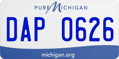 MI license plate DAP0626