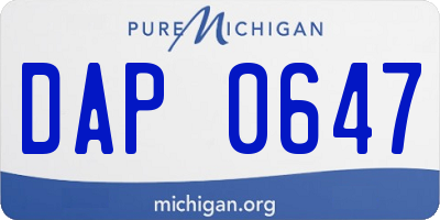 MI license plate DAP0647
