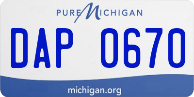 MI license plate DAP0670