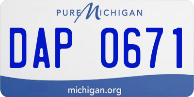MI license plate DAP0671