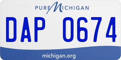 MI license plate DAP0674