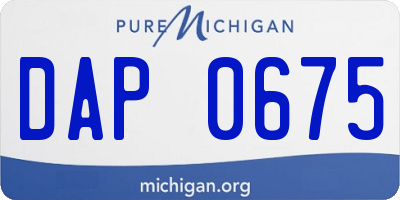 MI license plate DAP0675