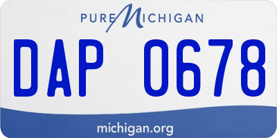 MI license plate DAP0678