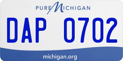 MI license plate DAP0702