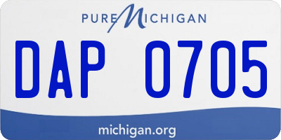 MI license plate DAP0705