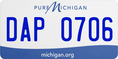 MI license plate DAP0706