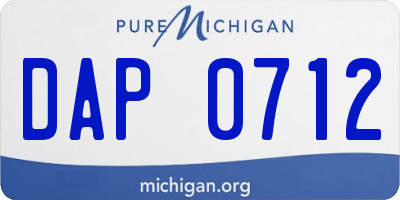 MI license plate DAP0712